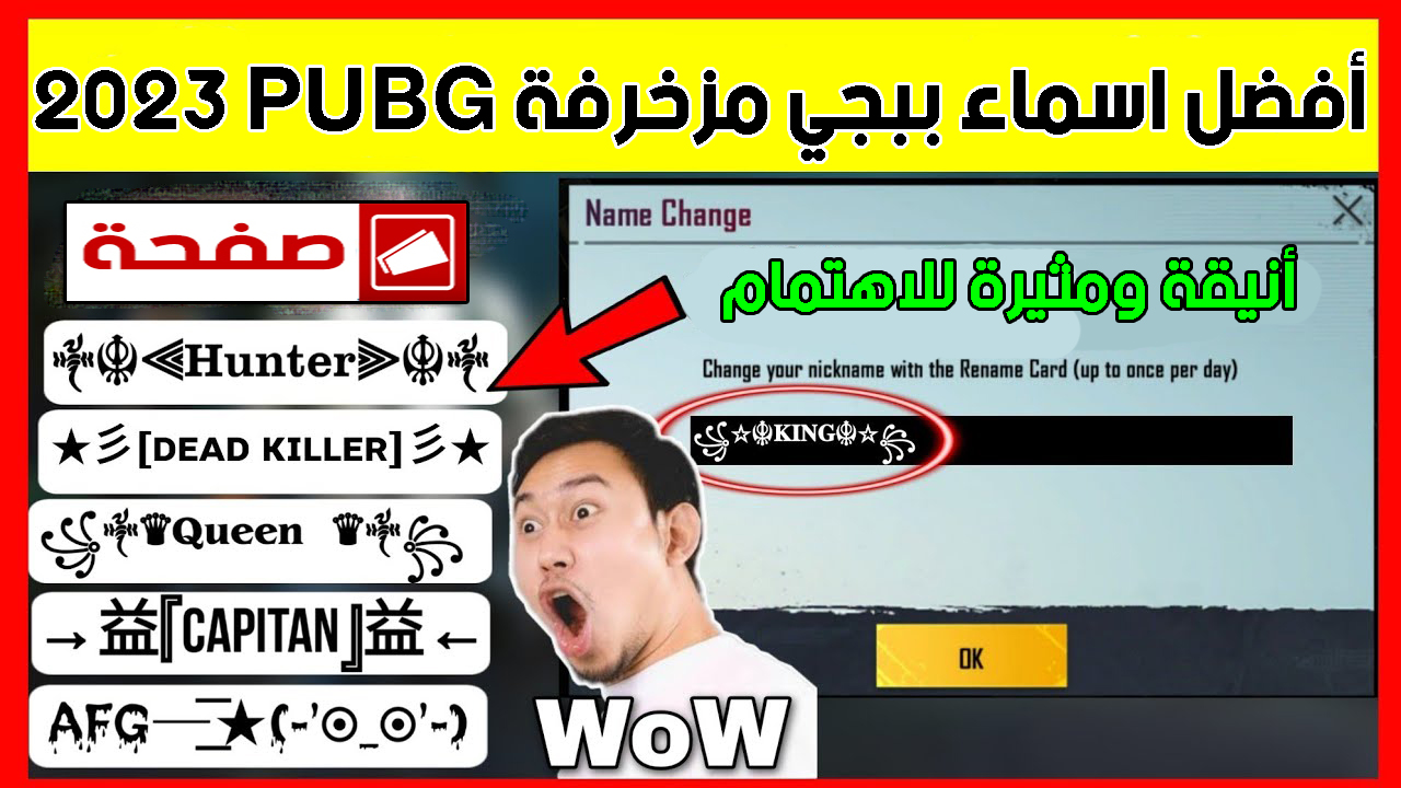 أفضل اسماء ببجي مزخرفة PUBG 2023(أنيقة ومثيرة للاهتمام باللغة العربية والإنجليزية )